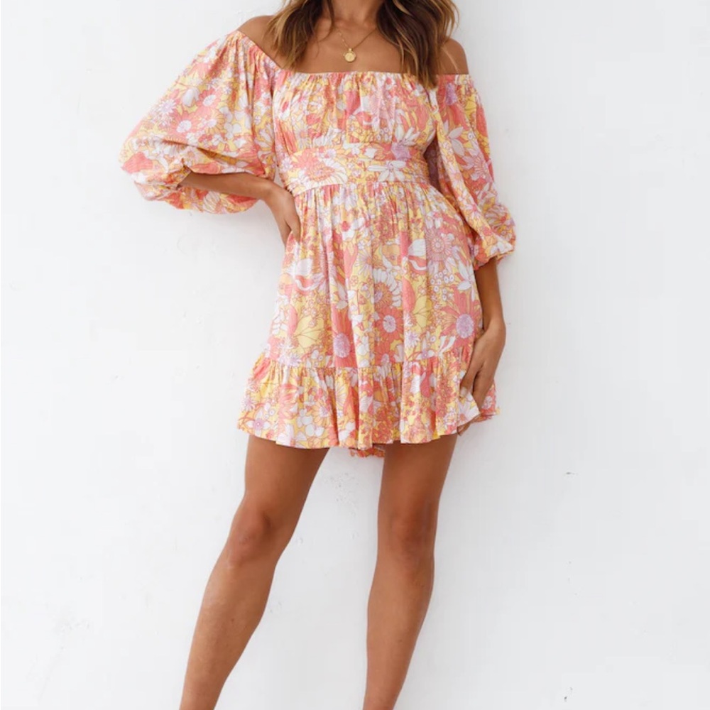 Fortunate One Floral Yellow Women's Mini Dress